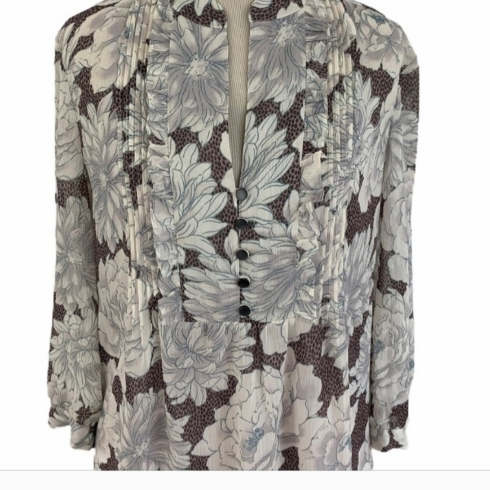Banana Republic Gray and Brown Blouse